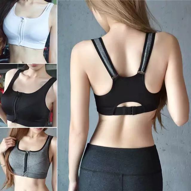 Damen Sport BH Push Up Ohne Bügel Vorderverschluss Fitness Joggen Yoga Bra 6
