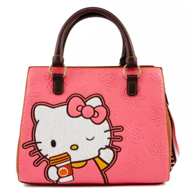 Hello Kitty Loungefly Sanrio Pumpkin Spice Fall Leaf Convertible Backpack  NEW