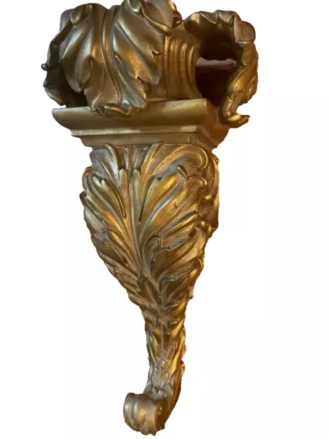 Vintage One, Long 12.5”H GOLD ITALY ORNATE Wall Shelf Sconce ITALIAN FLORENTINE