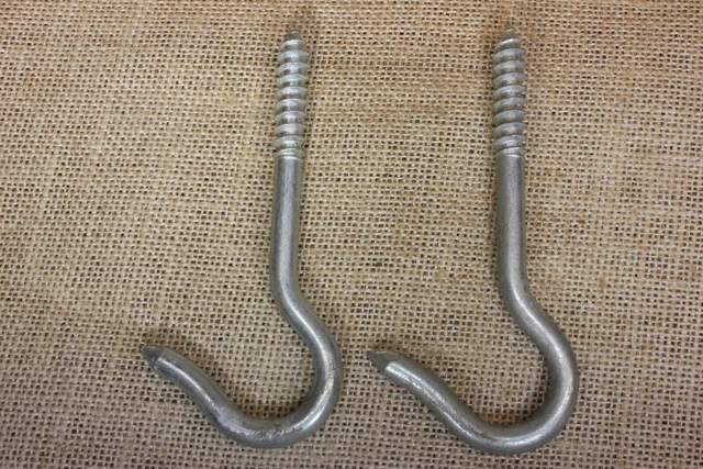 2 Old  Hanging Plant Hooks 4 3/4" X 5/16” Pointed Vintage Wash Line