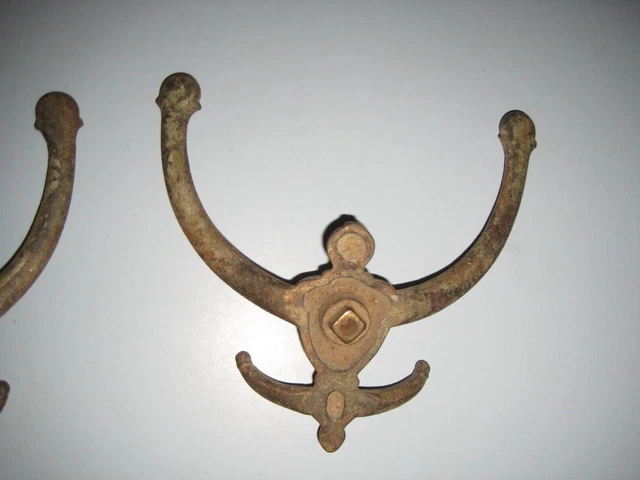 Set of 4 Victorian Cast Iron Double Hall Tree Coat & Hat Hooks 9