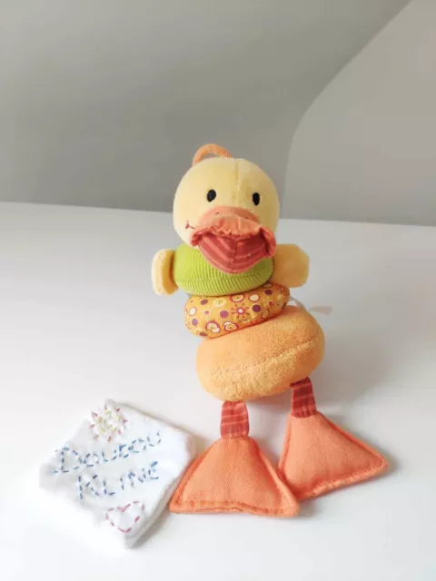 Doudou Hochet Grelots Vibrant Activités Éveil Nicky Canard 18cm - Lilliputiens