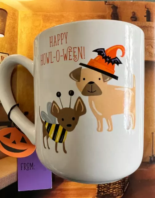 🐆 Sheffield Home Happy  HOWL-O-WEEN | Coffee Mug  18 oz | Pug And Chihuahua NWT