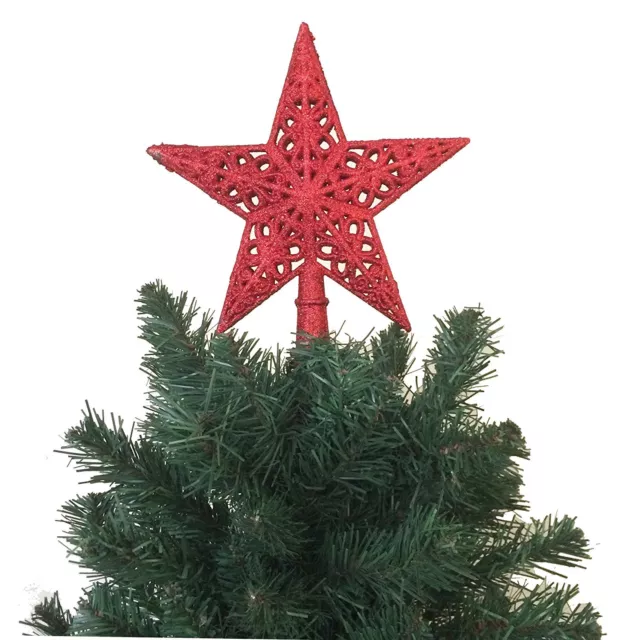 8.3" H Star Tree Topper Glitter Christmas Decoration, Gold, Silver, Red, Blue 3