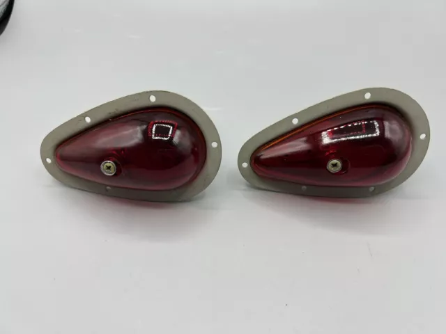 Vintage (2) Grimes Aircraft navigation light housings and red glass lens #B2115