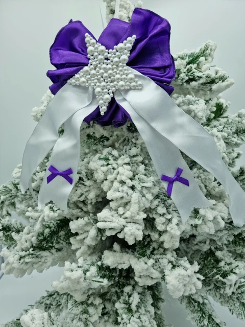Purple White Luxury Christmas Bow Large Decoration Christmas Tree Decoration