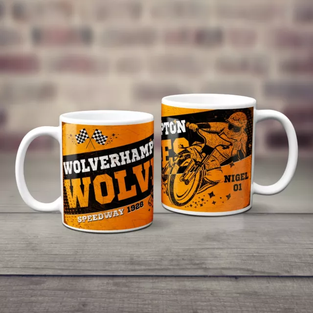 Personalised Wolverhampton Wolves Mug Speedway Cup Motorbike Birthday Gift SPM29