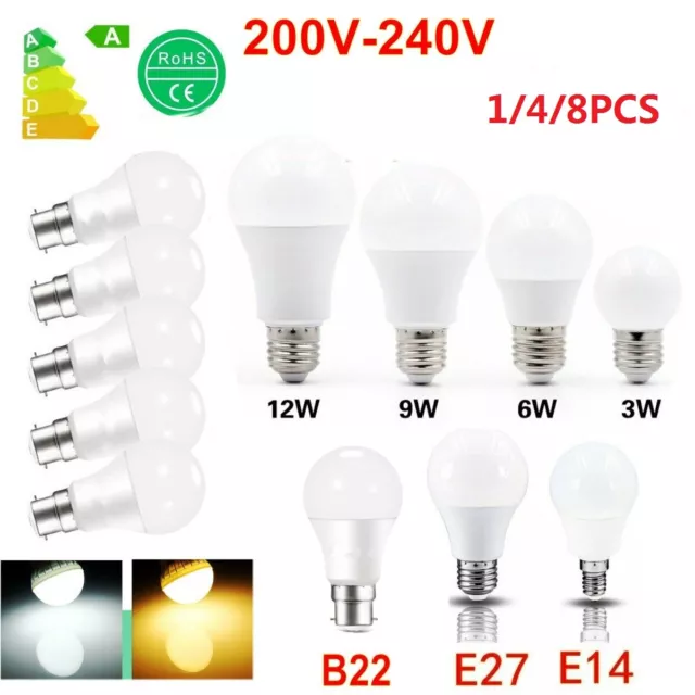 4X 8X E27 E14 B22 LED Bulb Bayonet Screw Edison Lamp Globe Light  AC 220V-240V