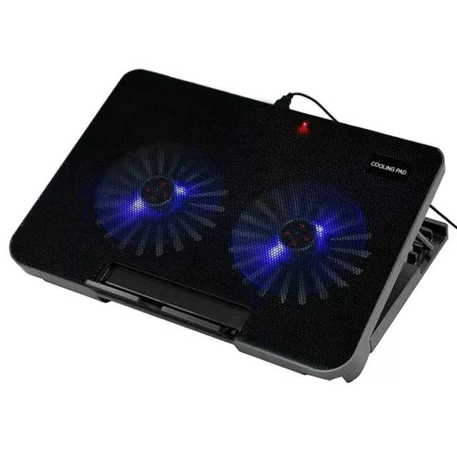 BASE DE REFRIGERACION para portatil Laptop hasta 17'' USB 2 Ventiladores  Luz Led EUR 14,99 - PicClick FR