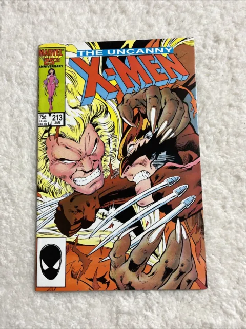 Uncanny X-Men #213 Wolverine Vs Sabretooth Marvel Comics 1987 Mr Sinister Cameo