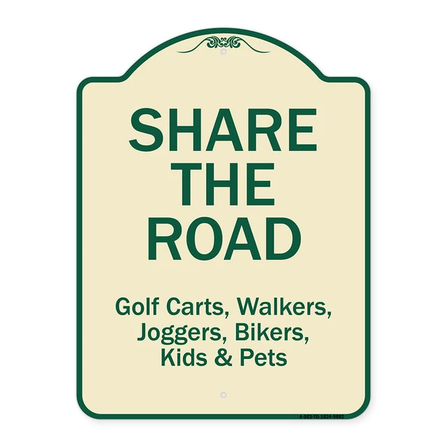 Designer Series Sign - Share The Road | Tan & Green Heavy-Gauge Aluminum