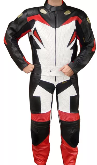 2pc Motorcycle Riding Racing Leather Track Suit with Padding New Red