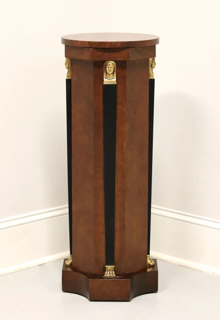 BAKER Burl Black Lacquer Neoclassical Pedestal Display Column / Plant Stand