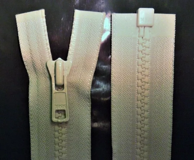 Ykk Zips,White, Size 9"/23Cm, Chunky Plastic Teeth, Open End, Numb 5, Free P&P