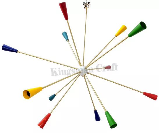 Metà Secolo Design Sputnik Ottone Lampadario 12 Bracci Multicolore Sfera Luci