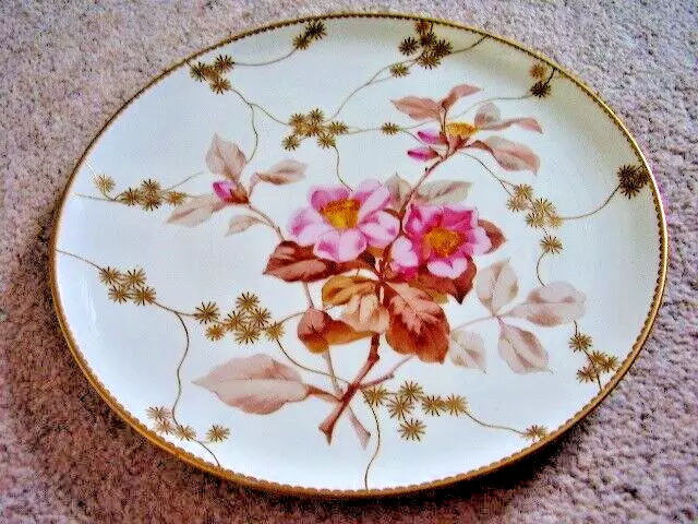 Antique Victorian England porcelain Plate,Wiled Roses ,hand painted, hallmarked