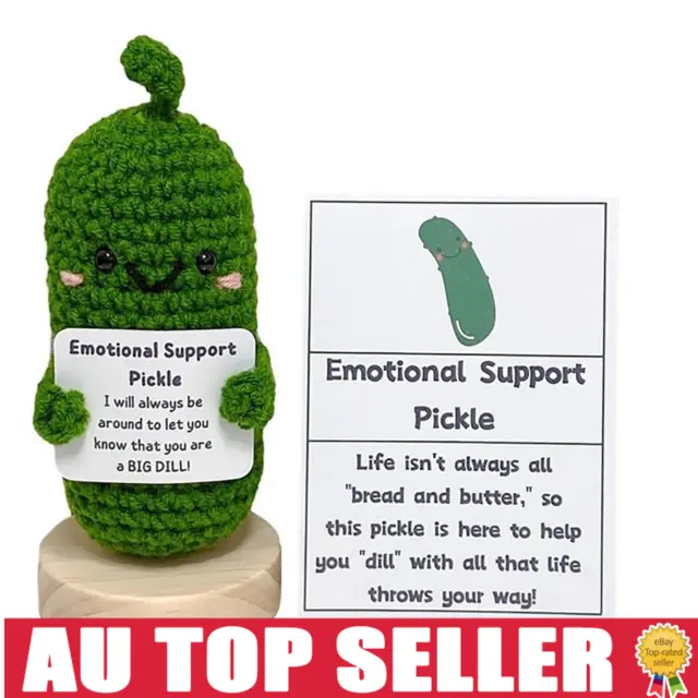 Handmade Crochet Emotional Support Cucumber Doll - Green 11cm - Perfect Gift!,