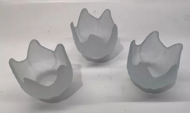 PartyLite 3 Frosted Lotus Blossom Votive Candle Holders P0290