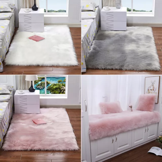 Large Soft Fluffy Faux Fur Sheepskin Rug Warm Shaggy Floor Carpet Mat Home Decor