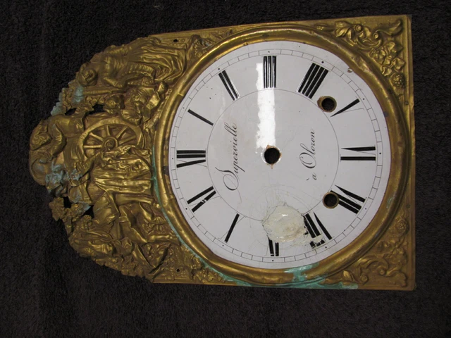 Original Antique Morbier Dial & Pressed Bezel Or Surround With Dial #6 Original Antique Morbier Dial & Pressed Bezel Or Surround With Dial #6
