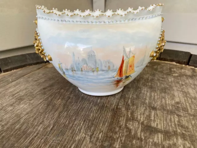 Gorgeous Hand Painted Lotus Ware Knowles Taylor Knowles Vase Columbia Bowl