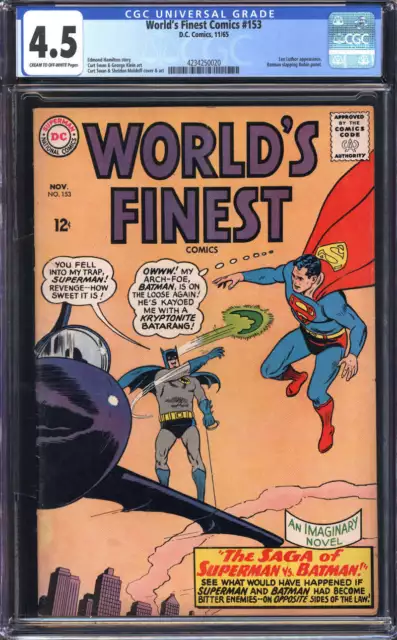 World's Finest #153 Cgc 4.5 Cr/Ow Pages // Batman Slapping Robin Meme Panel 1965