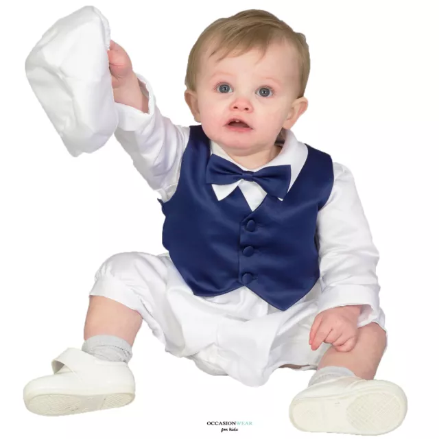 Tenue de baptême / costume de baptême bébé garçon 3 pièces costume cravate marine