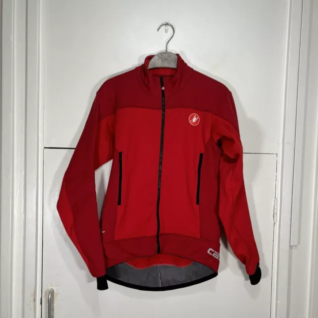 Castelli Mortirolo 4 Jacket Gore Windstopper Red Full Zip Cycling Size Medium