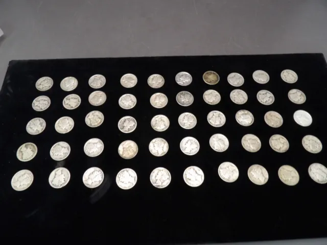 Mercury Dimes This Roll of 50 full dates mixed (40988-Dimes-LS)