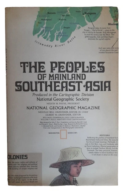 VINTAGE NATIONAL GEOGRAPHIC Map The Peoples Of Mainland South East Asia