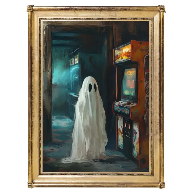 Cute Ghost Arcade Art Print - Retro Art Poster, Wall Decor, Home Decor, Wall Art