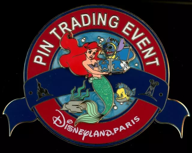 DLP DLRP Paris Ariel Stitch Flounder Pin Trading Event Jumbo LE 400 Disney Pin