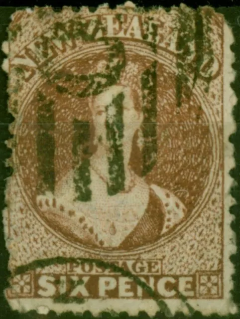 Nueva Zelanda 1867 6d Marrón SG122a Buen Usado (3)