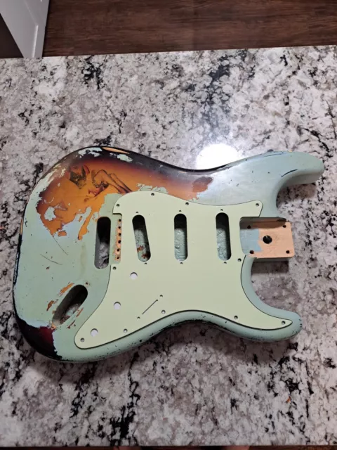 Stratocaster Style Aged HEAVY Relic Faded Sonic Blue Hardtail  Guitar Body