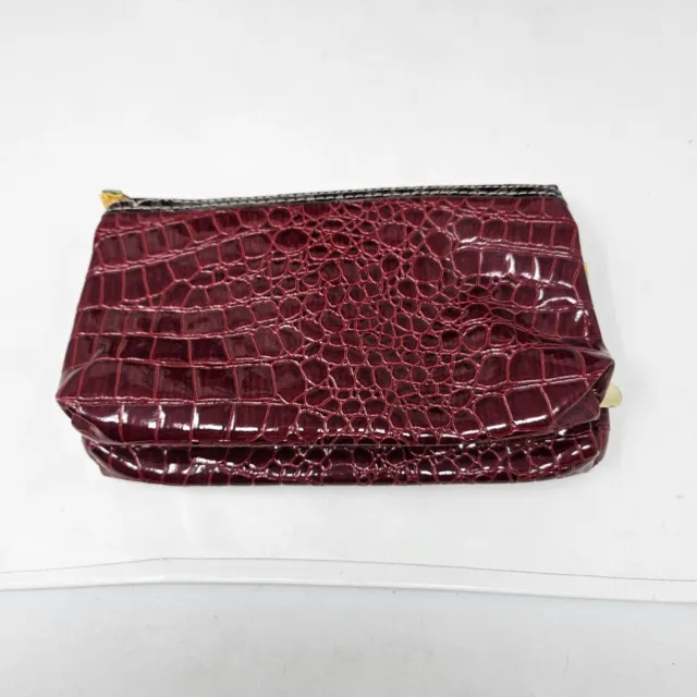 Samantha Brown Burgundy Brown Moc Croc Perfect Tote Travel Bag & Cosmetic NWT 3