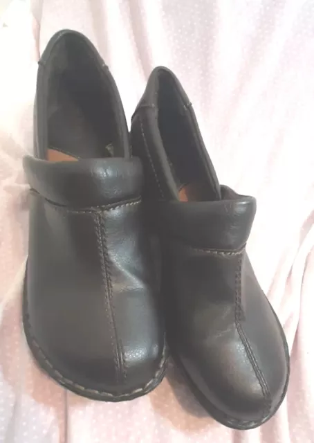 Merona Brown Leather Slip On Clogs Shoes Women's  Size 9