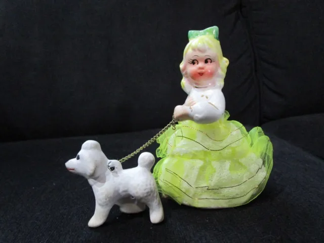 Vintage Little girl figurine with pet poodle