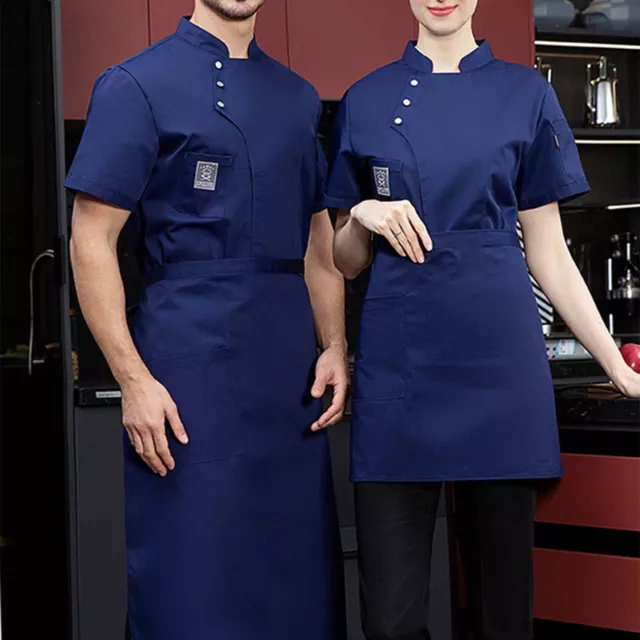 Men Uniform Short Sleeves Cooking Plus Size Hotel Kitchen Chef Top Quick Dry