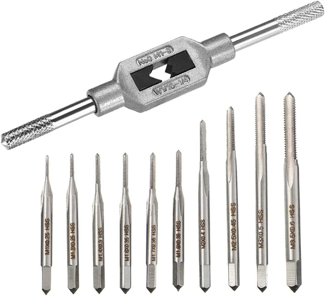 10Pcs Micro Taps Bit Small Hand Screw Thread Taps M1-M3.5 HSS Mini Metric Plug
