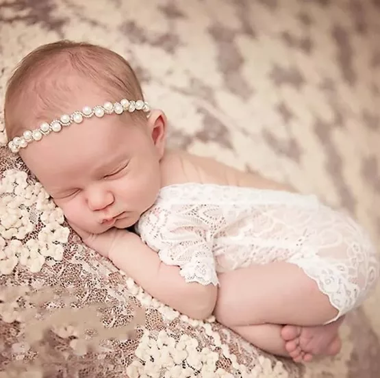 Stirnband Perlen Babyfotoshooting Neugeborenenfotografie Spitze Foto Props