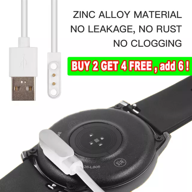 Universal Smart Watch White Charger Cord 2 Pin USB Magnetic Charging Cables 62cm
