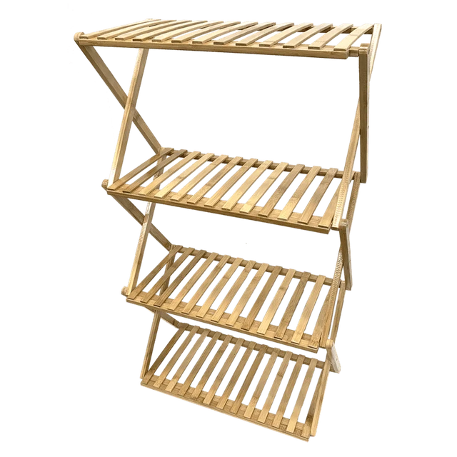 28" x 13 " x 38 " Indoor Pop-up 3-Tier Natural Bamboo Plant Stand- Vertical Seed