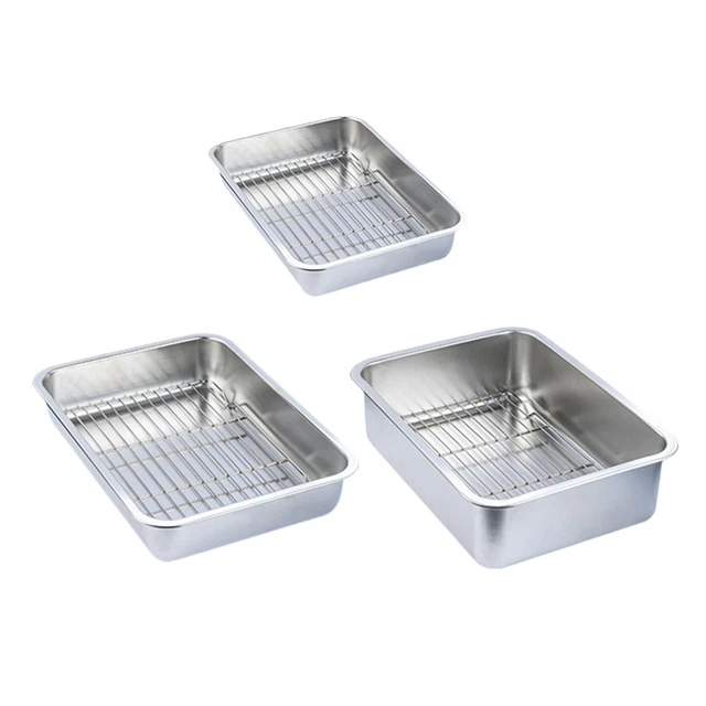 Emiif Plaque De Cuisson Inox Avec Grille Et Couvercle 31x24x5 Cm - Set Multifonction Four Et Biscuits