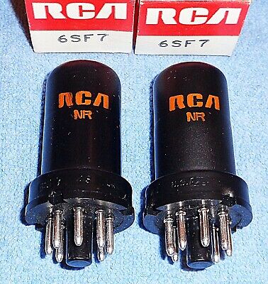 2 NOS RCA 6SF7 Radio Vacuum Tubes - 1970's Vintage AVC Detector Amplifiers