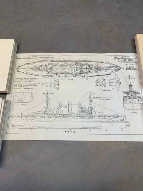 Edward Wiswesser USS Virginia Old Battleship Drawing No 474 Vintage