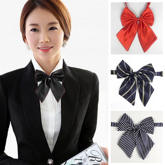 Women Bowties Vintage Striped Bow Ties Silk Tie Bow Tie Wedding Neck CA