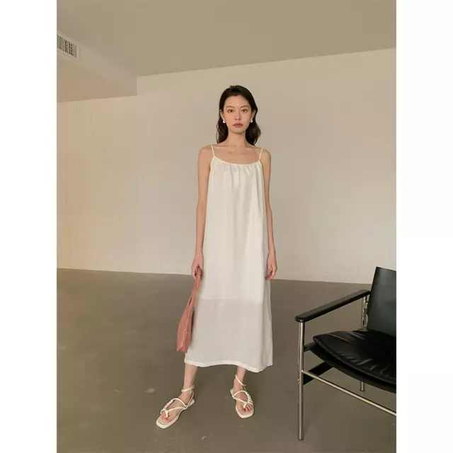 Women's Fashion Simple and Elegant Casual Comfortable Linen A-line Halter Dress