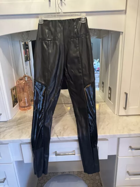 Maniere De Voir Vegan Leather Black Moto Pants -Size US 8