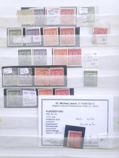 SBZ  Spezial Sammlung 116 - 123X, Postmeistertrennungen. Alle  Marken geprüft