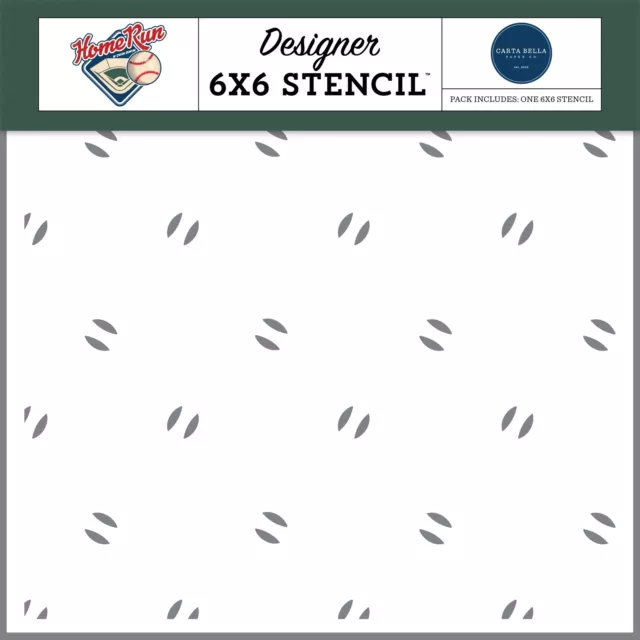 Paquete de 2 tarjetas Bella Stencil 6""X6""-Take Me Out, Home Run HR313034